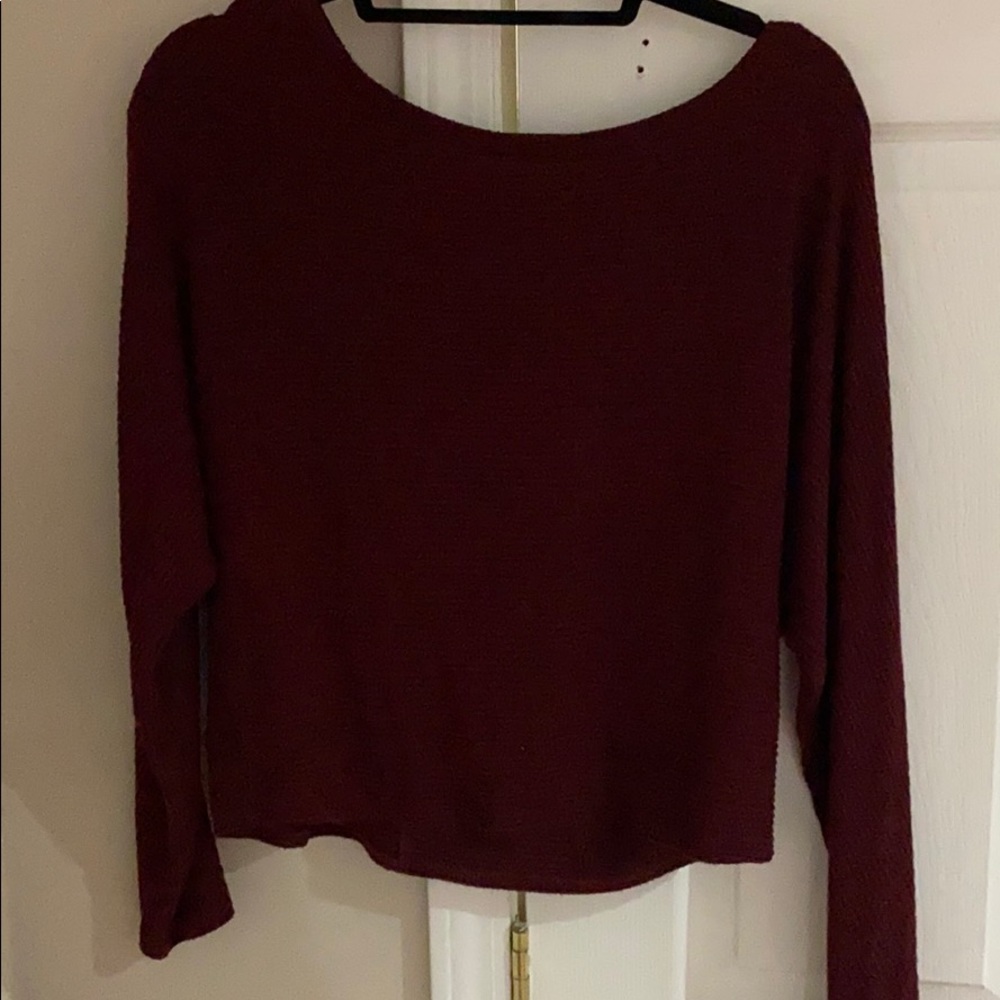 Garage Cropped Maroon Sweater